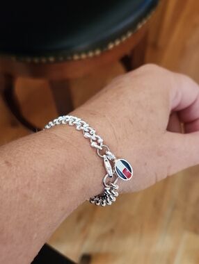 Tommy Hilfiger Silver-tone Chain Link Bracelet Size 7.5
